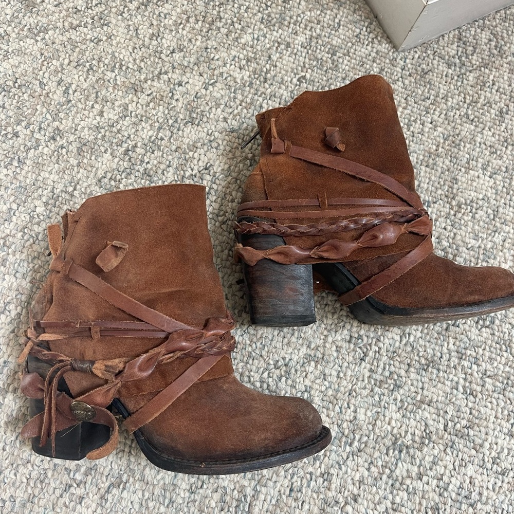 All leather suede booties